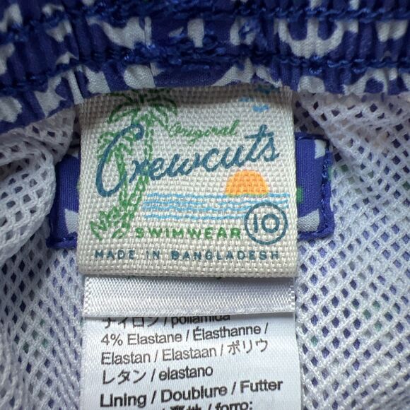 J. Crew Crewcuts Boys Swim Trunks Anchor Print Size 10 Blue Green White Nautical - Picture 4 of 10